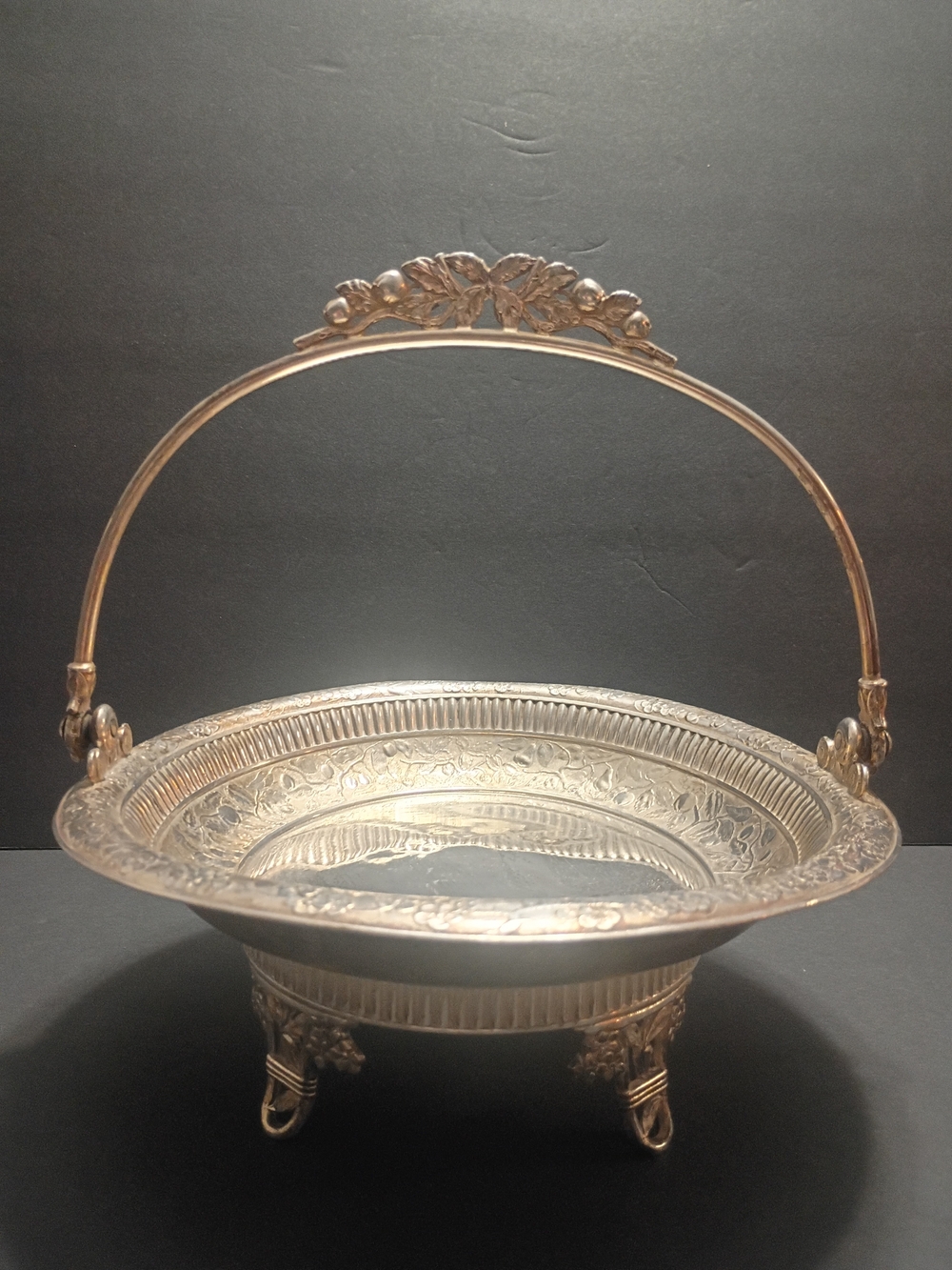 ACME Silver Co Victorian Era Bride Basket Quadruple Silver Stamped Wedding Gift